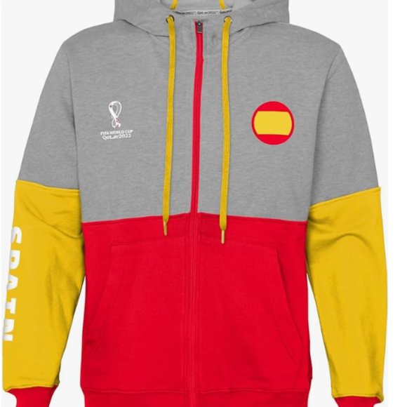 Outerstuff Men FIFA World Cup Country Contrast Panel Fleece Zip Up Hoodie Spain - Picture 1 of 2